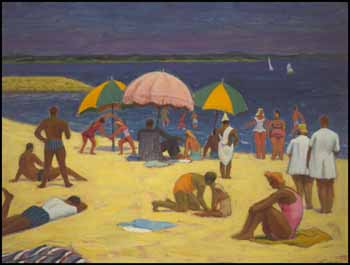 Beach Scene - La Grande Plage by John Goodwin Lyman sold for $207,000