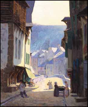 Street Scene in Sunlight, Dinan by Clarence Alphonse Gagnon