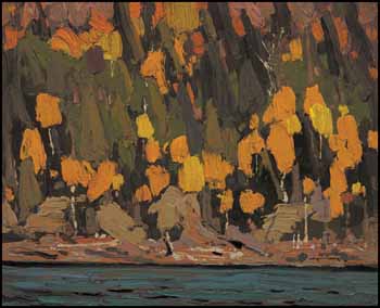 Birches and Cedar, Fall by Thomas John (Tom) Thomson sold for $1,404,000