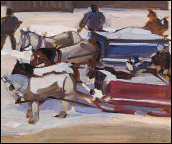 Snow Removal, Dorchester Street, Montreal / Eastern Landscape (verso) by Nora Frances Elizabeth Collyer sold for $32,175