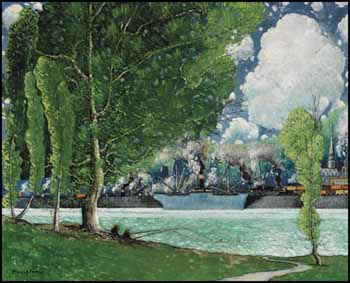 Montréal vue de l'Île Sainte-Hélène by Marc-Aurèle Fortin sold for $468,000