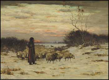 Sunset Over a Snowbound Pasture by Horatio Walker sold for $16,520