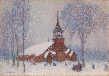 La vieille église de Sherbrooke Est par temps de neige by Marc-Aurèle de Foy Suzor-Coté sold for $383,500
