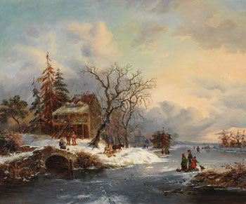Skating on the Pond by Cornelius David Krieghoff vendu pour $169,250