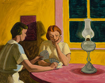 Girls Playing Cards by John Goodwin Lyman
