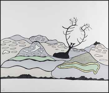 Landscape with Caribou by Pudlo Pudlat sold for $875