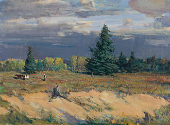Landscape with Cattle by Peleg Franklin Brownell sold for $2,000