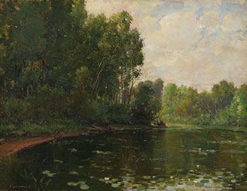 Lily Pads on a Pond by Peleg Franklin Brownell sold for $1,250