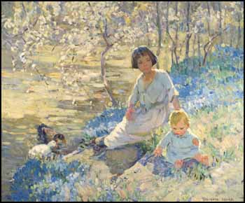 Baby and Blue Forget-Me-Nots (Children Playing in the Water verso) by Dorothea Sharp