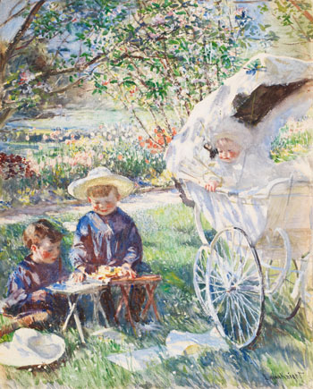 Children in the Flower Garden by Dame Laura Knight