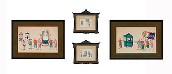 Four Pith Paper Paintings by  Chinese Export School sold for $250