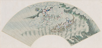 Fan Painting of Female Immortals, 19th Century by  Chinese School sold for $1,625