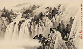 Cascading Waterfall by Huang Junbi sold for $22,500