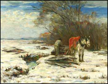The Woodcutter, Horse and Sled, Winter by Horatio Walker sold for $16,100