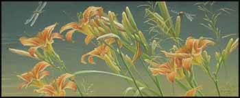Day Lilies and Dragonflies by Robert Bateman