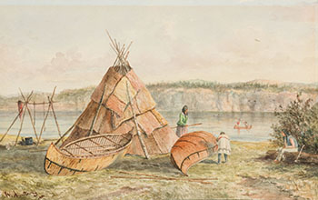 Indian Camp, Black Bay, Lake Superior by William Armstrong sold for $3,750