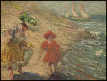 Mother and Daughter on the Beach by William Henry Clapp sold for $35,100