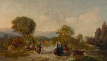 Fireside Chat in a Clearing by William Raphael sold for $3,750
