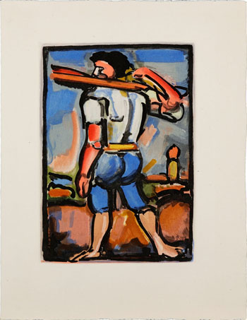 Aide-Borreau portant un des bois de la Croix, vers la gauche - Les Fleurs du Mal de Charles Baudelaire by Georges Rouault sold for $625