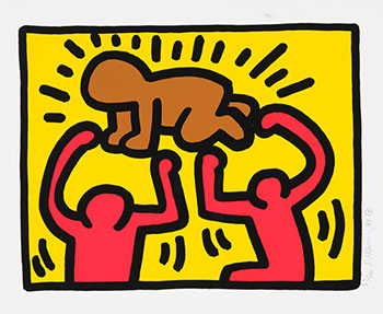 Untitled (Plate 4 from Pop Shop IV) by Keith Haring sold for $25,000