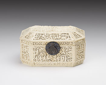 A Chinese Export Ivory Carved Box, Mid-19th Century by  Chinese Export School sold for $1,000