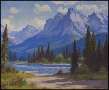 Bow River and Mountains near Canmore, Alberta by Roland Gissing sold for $4,888