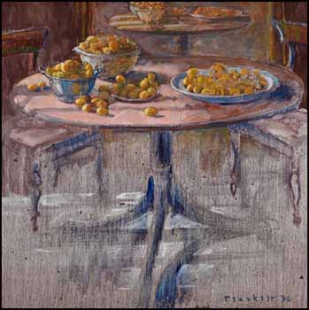Table with Plums - Illuminated by Joseph Francis (Joe) Plaskett sold for $9,360