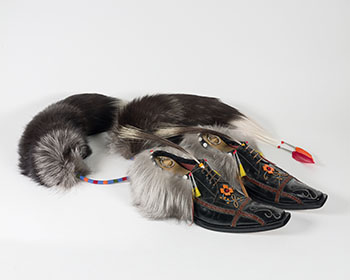 Fox Tail Moccasins by Barry Ace sold for $18,000